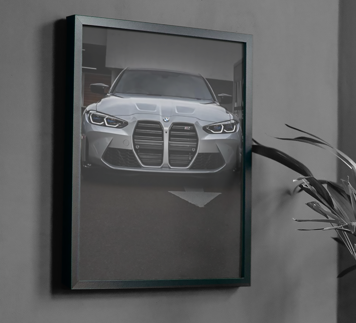 10 Classy Car Wall Art Prints Car wall art of the front of a BMW M3 G80.