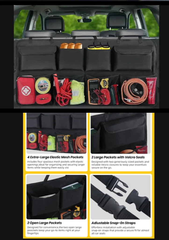 Amazon product card for SUV Trunk Organizer