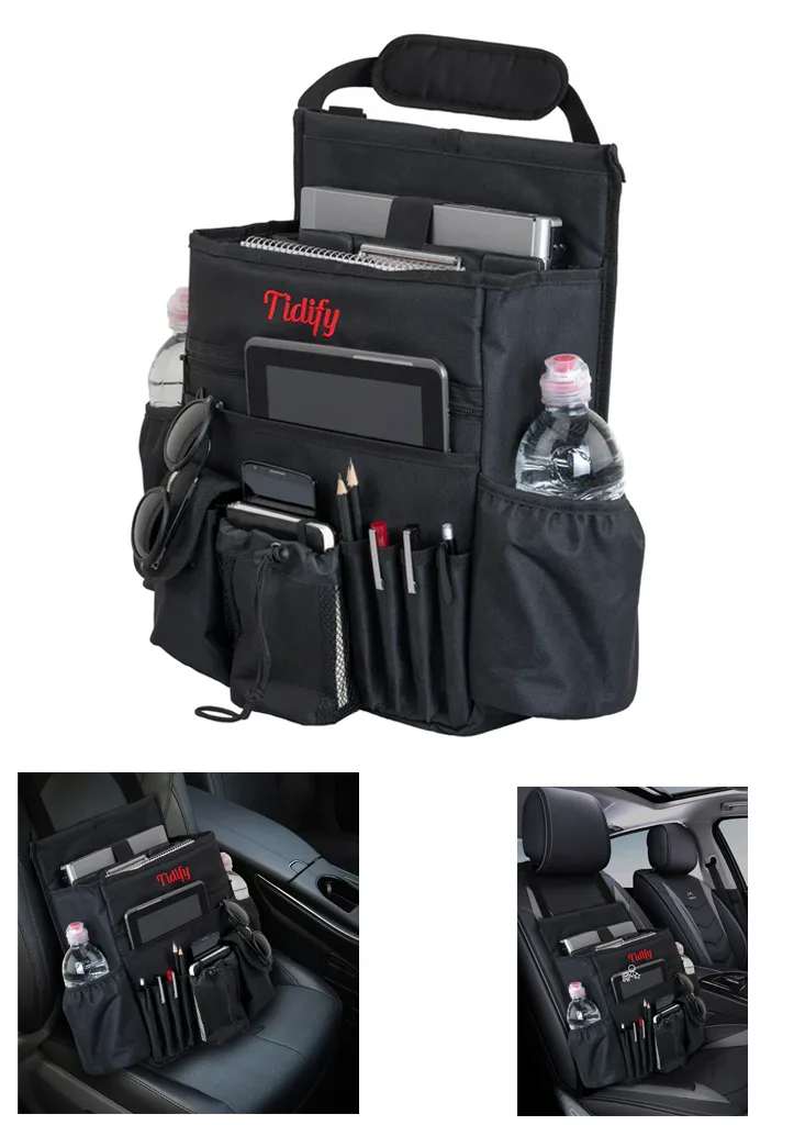 Amazon product card for Tidify Front Passenger Seat Organizer