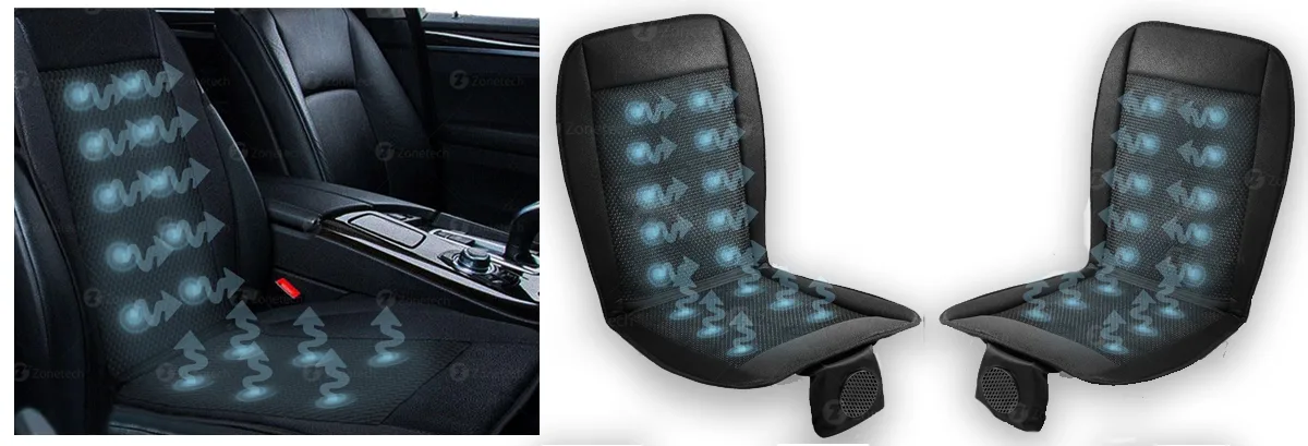 Amazon product card for Beat the heat with this ventilated seat cover that plugs into your 12V outlet.