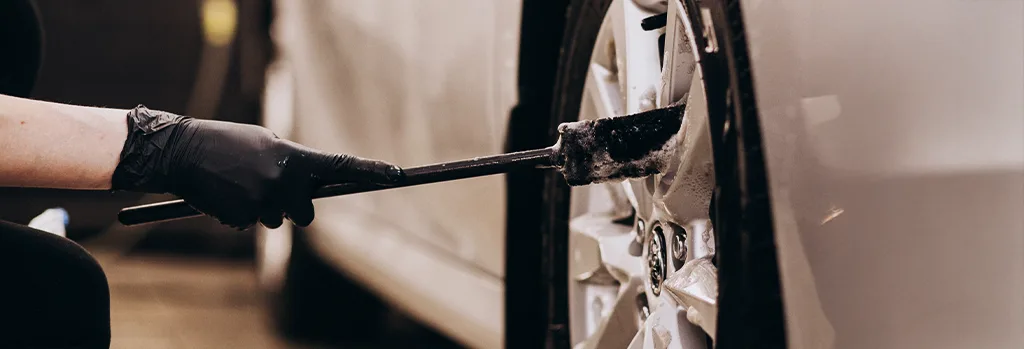 Agitating wheels with brushes on white background