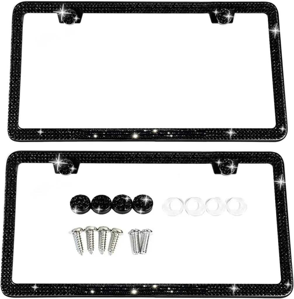 Rhinestone License Plate Holder on white background