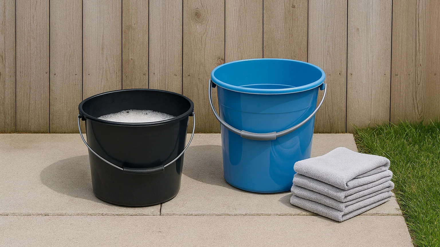 Hand washing microfiber towels on white background