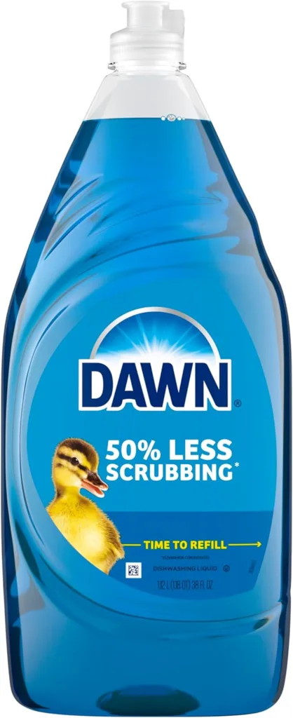 Dawn Dish Soap for Degreasing Wheels and Tires on white background