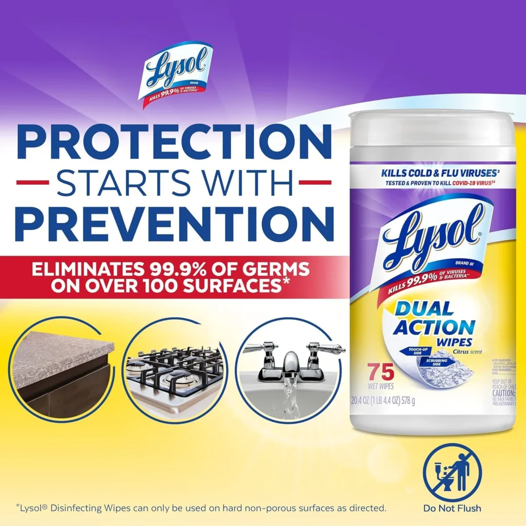 Amazon product card for Lysol Wipes for Door Jambs & Kick Panels