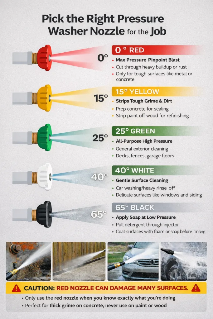 Main Components of a Pressure Washer on white background