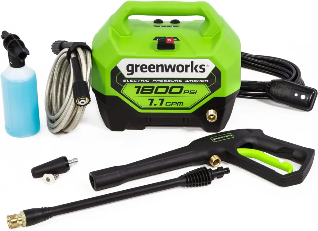 Amazon product card for Greenworks 1800 PSI electric pressure washer