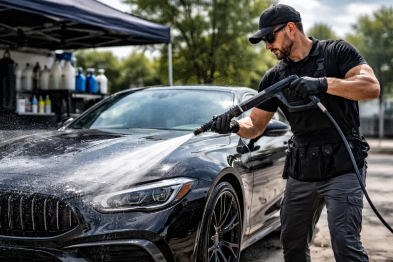 Washing a Car with a Pressure Washer