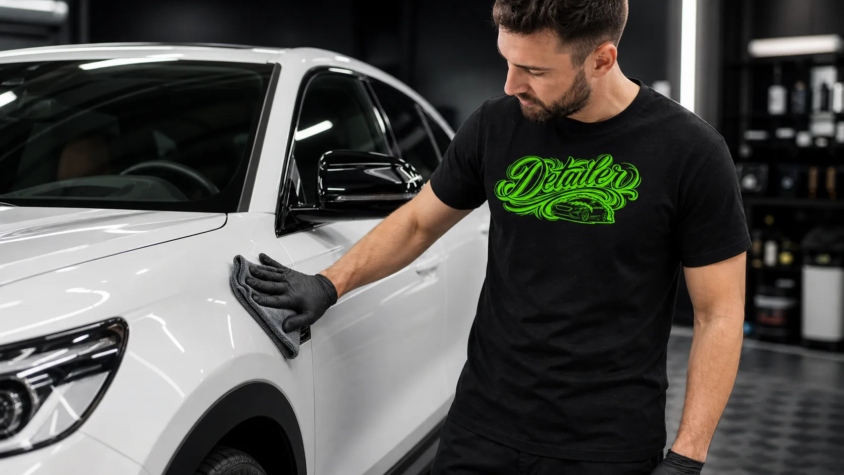 Detailer Tattoo Script Graphic Tee - Auto Detailer Shirt Designs - Image 5