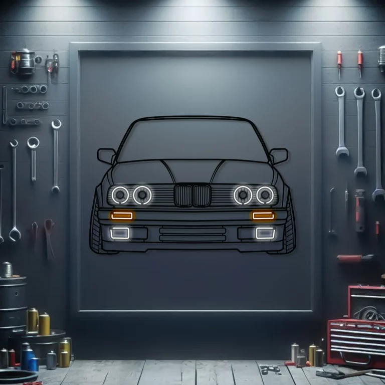 Wall art of a Modello Turbo car sculpture.